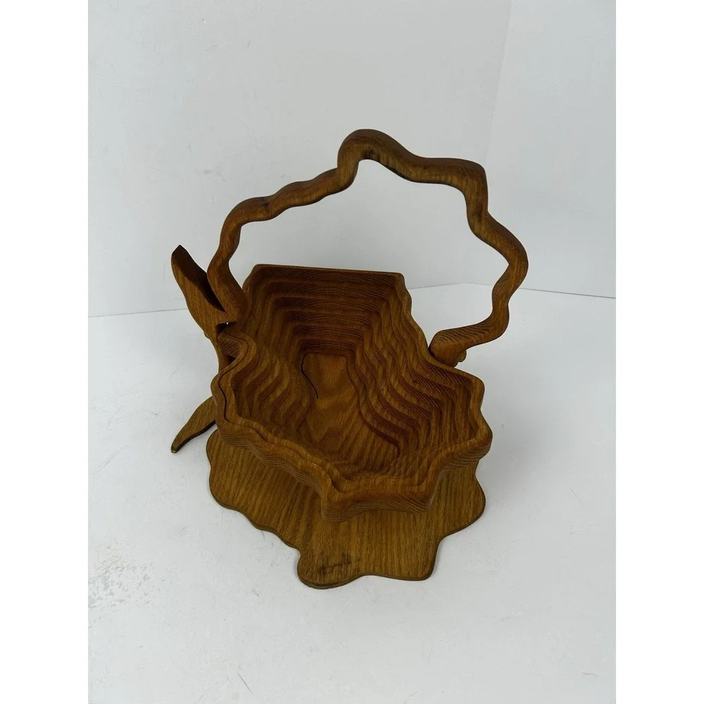 Collapsible Wooden Basket Fruit Bowl Cutting Board